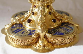 Ornate French antique solid silver gilt Gothic Chapel Set